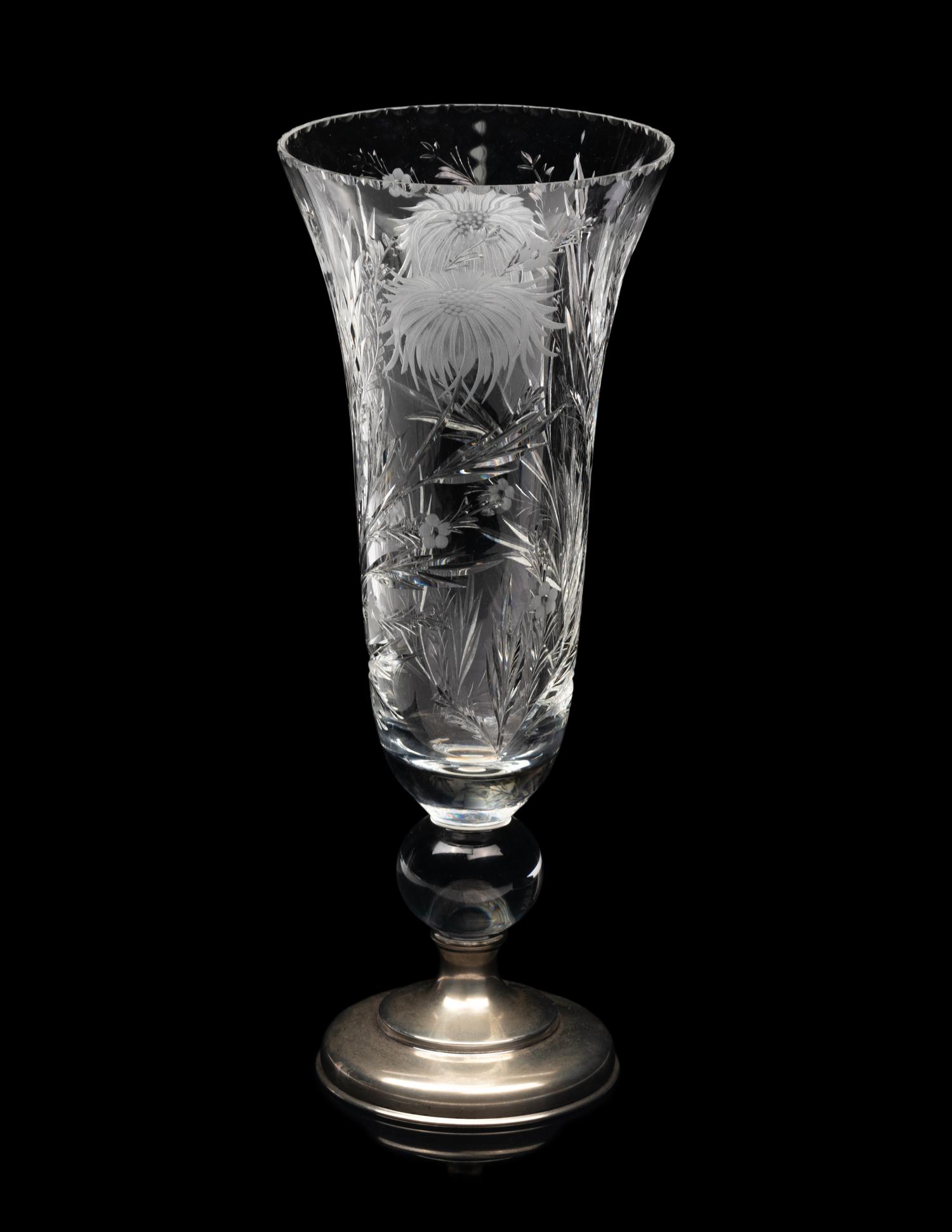 An American Silver-Mounted Cut Glass Vase