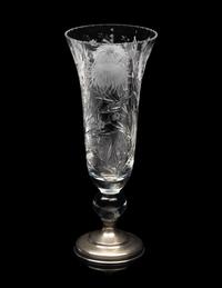 An American Silver-Mounted Cut Glass Vase
