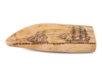 A Scrimshaw Tooth Depicting Two Ships Underway