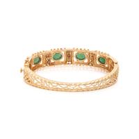 DYED GREEN QUARTZ AND SEED PEARL BANGLE BRACELET