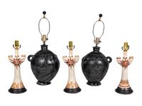 A Group of Mexican Pottery Lamps