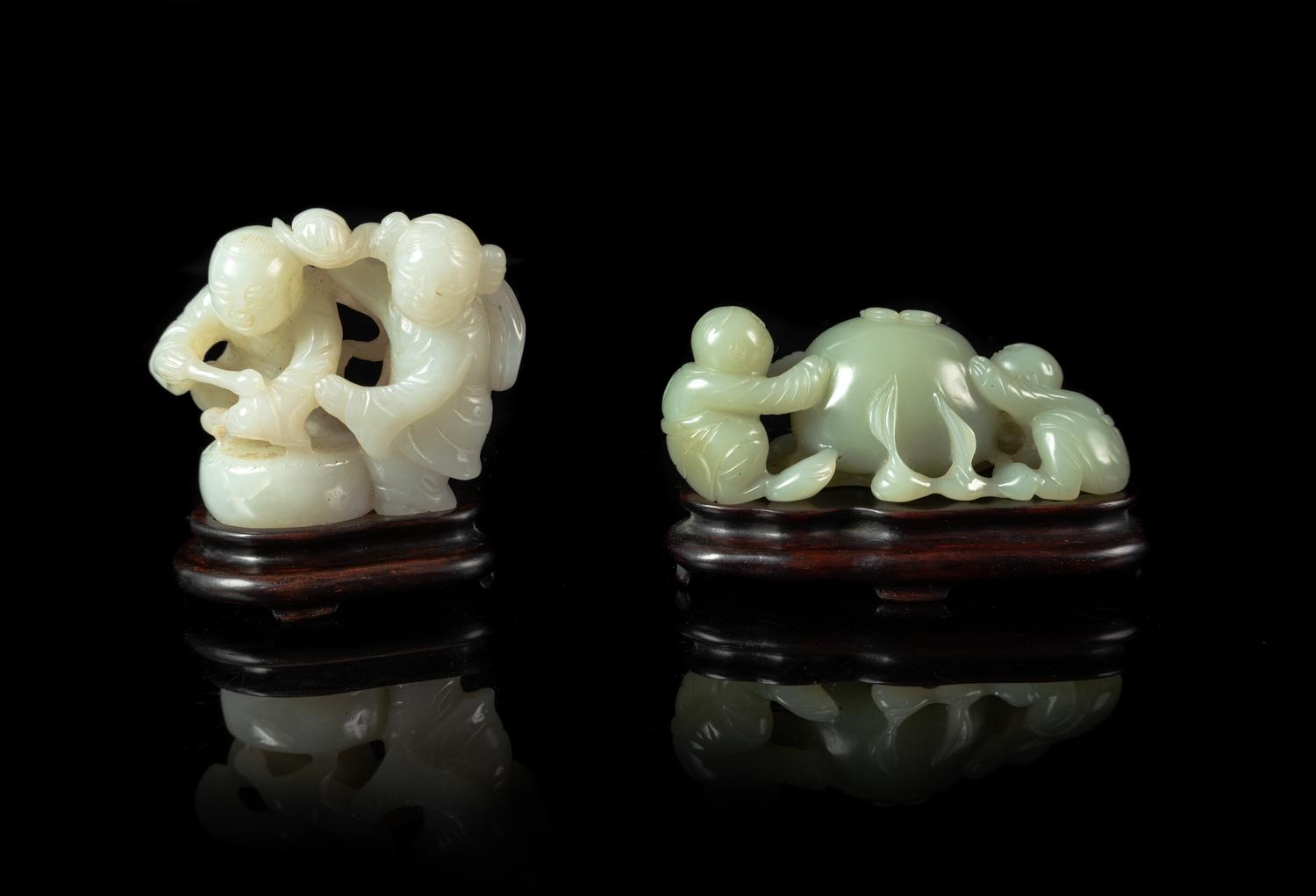 Two Chinese Jade 'Boys' Figural Groups
