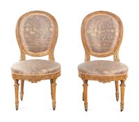 A Pair of Louis XVI Cerused Wood Side Chairs