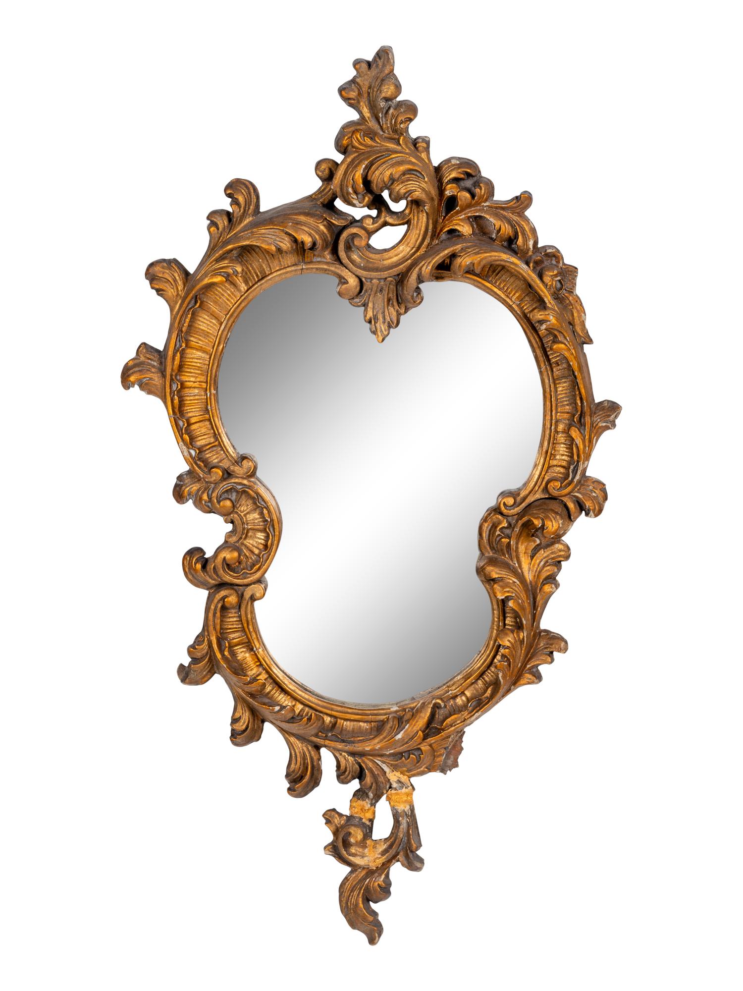 A Pair of Italian Rococo Style Giltwood Mirrors