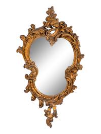 A Pair of Italian Rococo Style Giltwood Mirrors