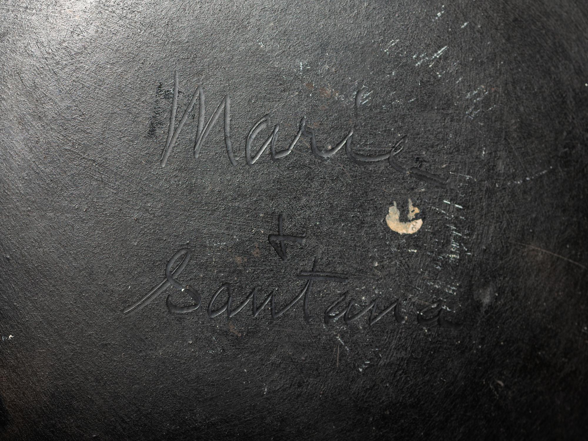 Blackware Pottery Plate, with Repeating Feathers 1943-1956