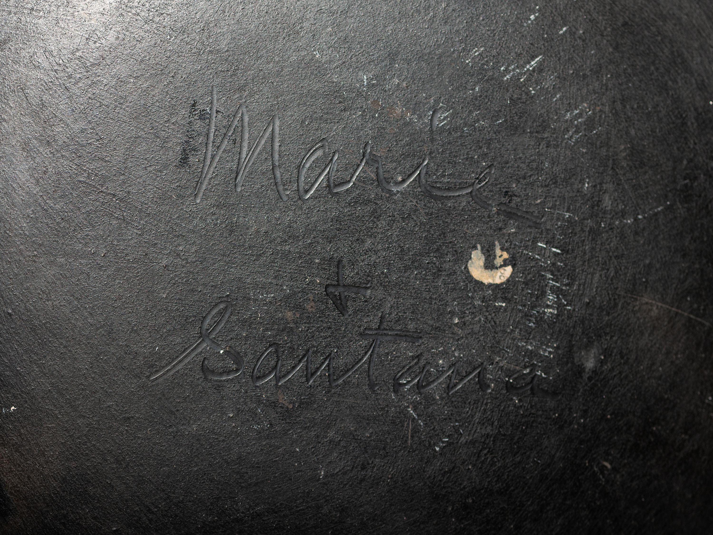 Blackware Pottery Plate, with Repeating Feathers 1943-1956