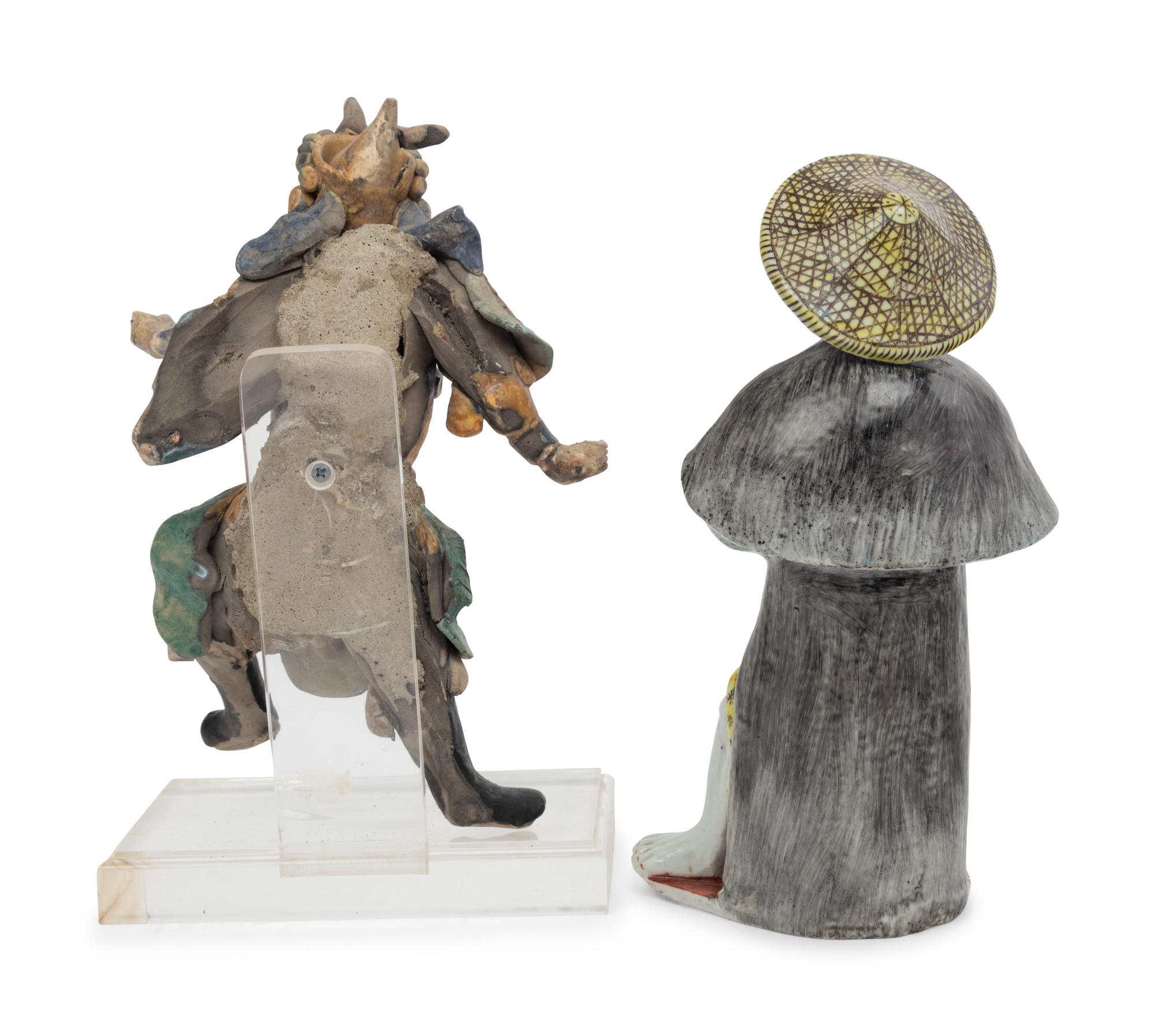Two Chinese Glazed Porcelain Figures