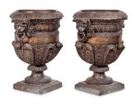 A Pair of Neoclassical Style Cast Metal Urns