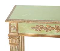 An Italian Louis XVI Style Green-Painted and Parcel Gilt Console Table