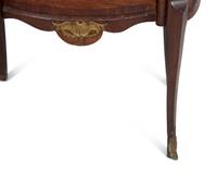 A Louis XV/XVI Transitional Style Gilt Bronze Mounted Parquetry Marble-Top Side Table