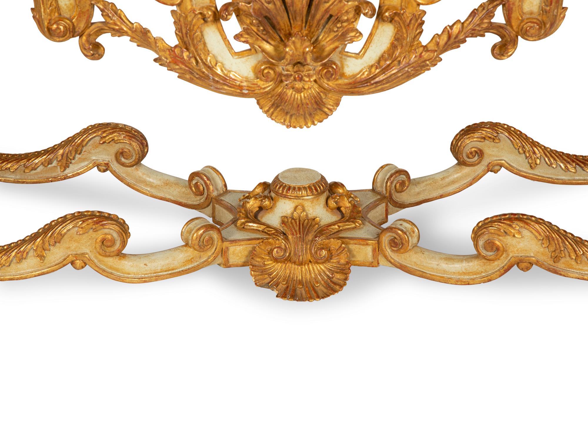 A Régence Style Painted and Parcel Gilt Marble-Top Center Table