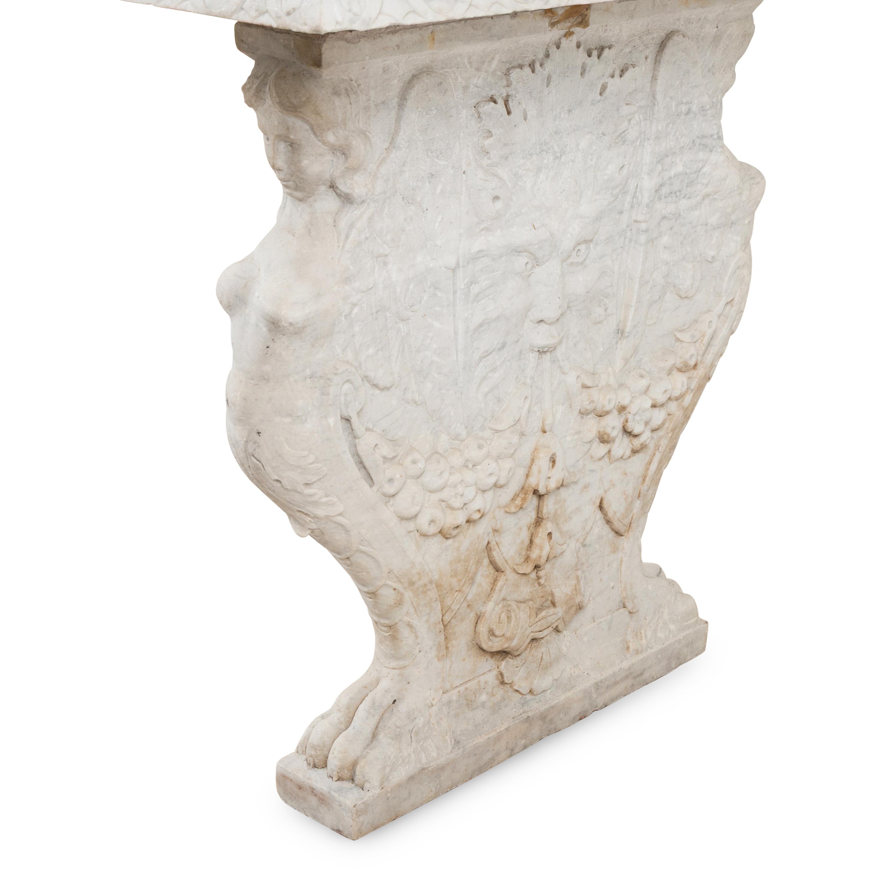 An Italian Renaissance Revival Carved Marble Table