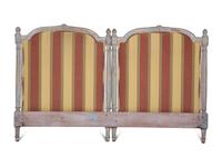 A Louis XVI Style Grey Painted and Upholstered Headboard