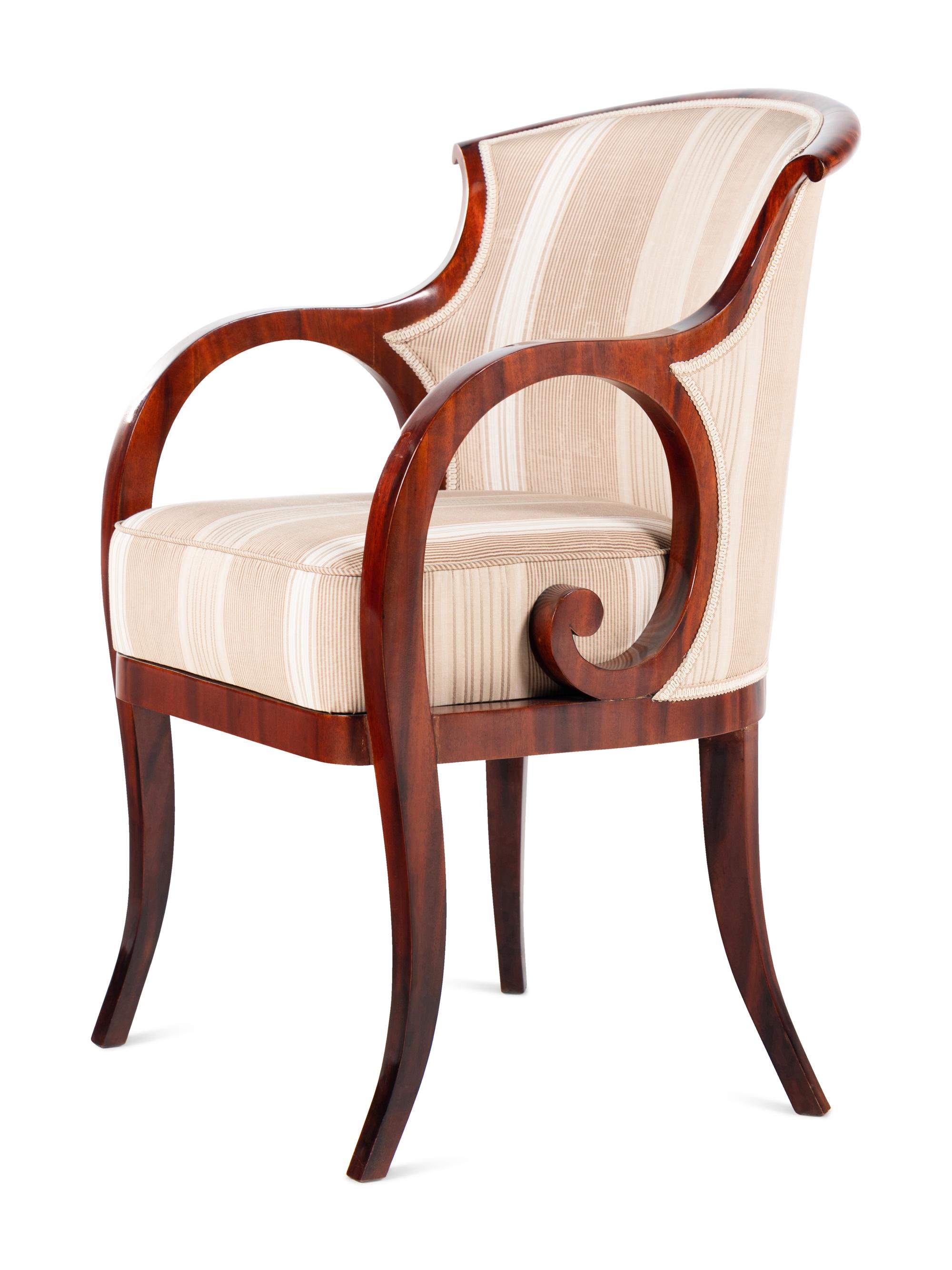 A Pair of Biedermeier Mahogany Armchairs
