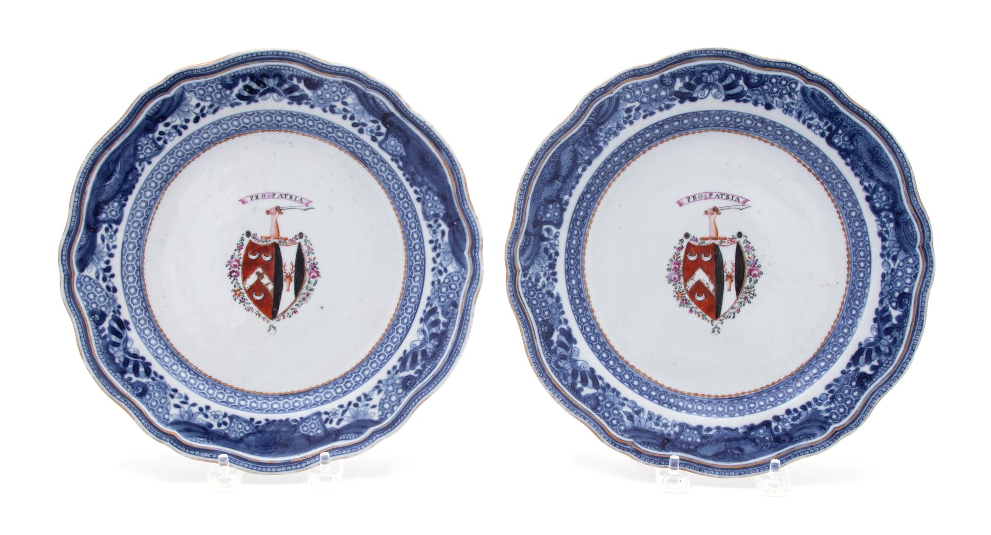 A Pair of Chinese Export Porcelain Armorial Plates
