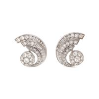 ART DECO, PLATINUM AND DIAMOND CLIP EARRINGS