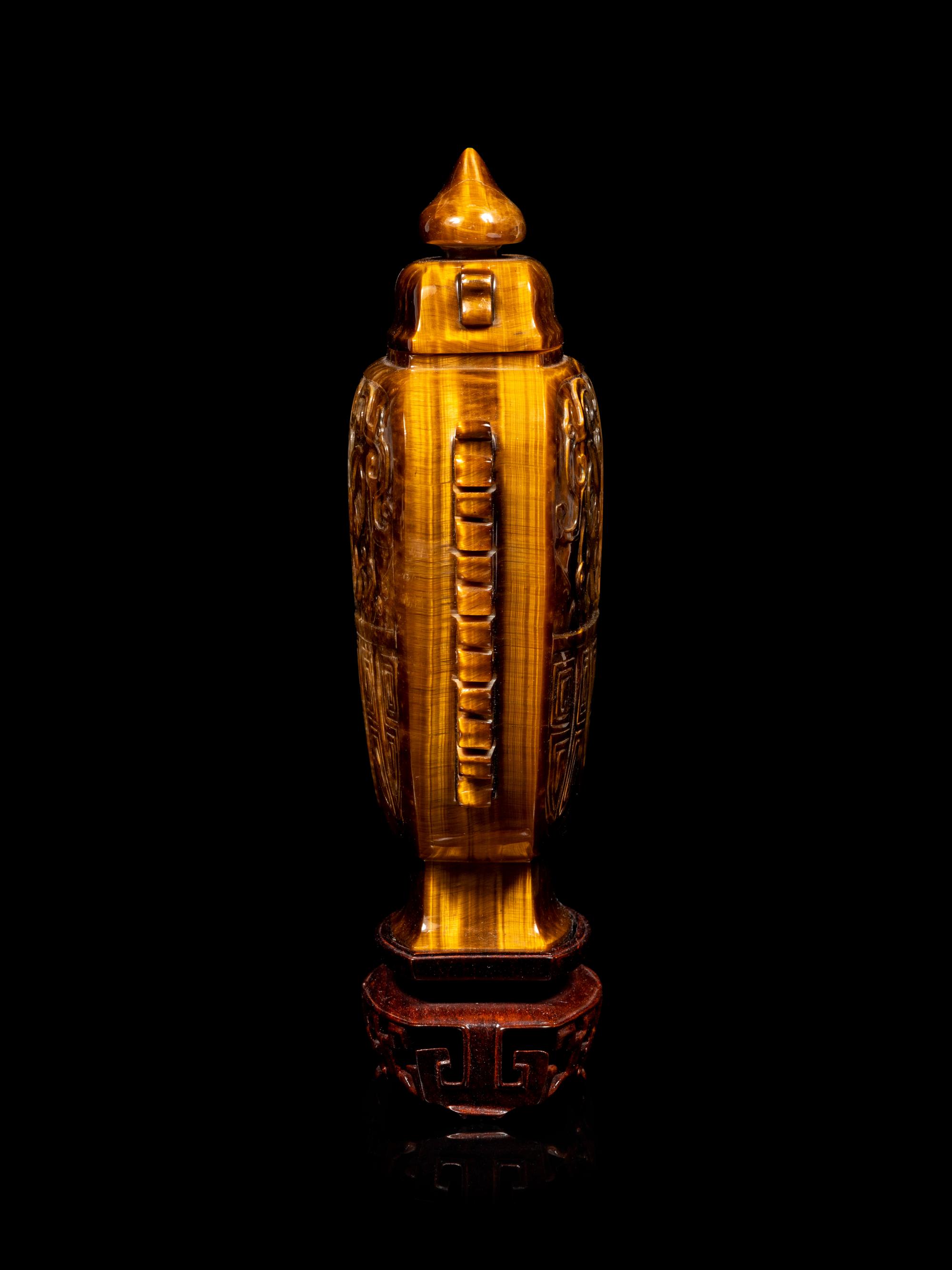 A Chinese Tiger's Eye Covered Vase