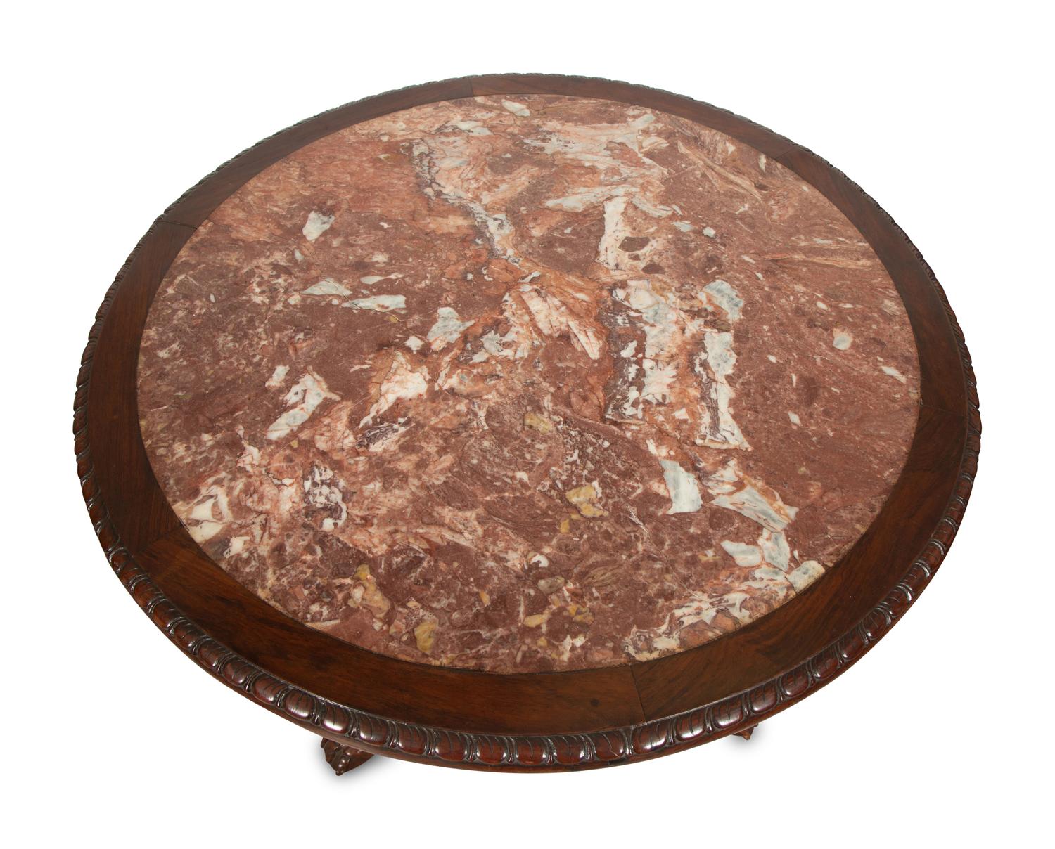 A Mahogany Center Table with Inset Marble Top