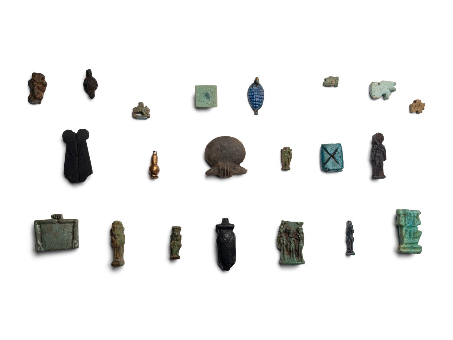 Forty-Six Egyptian Faience, Stone, and Terracotta Objects