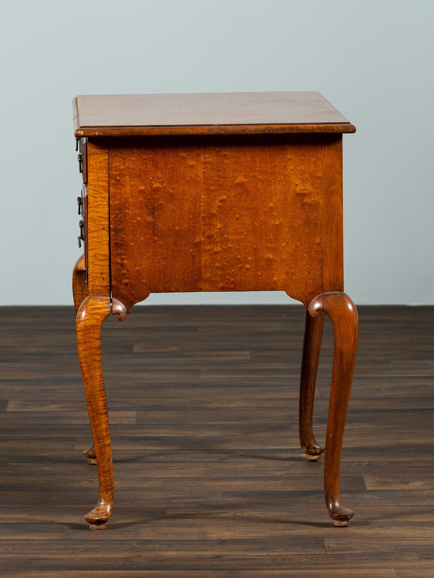 A Queen Anne Style Fan Carved Tiger Maple Dressing Table