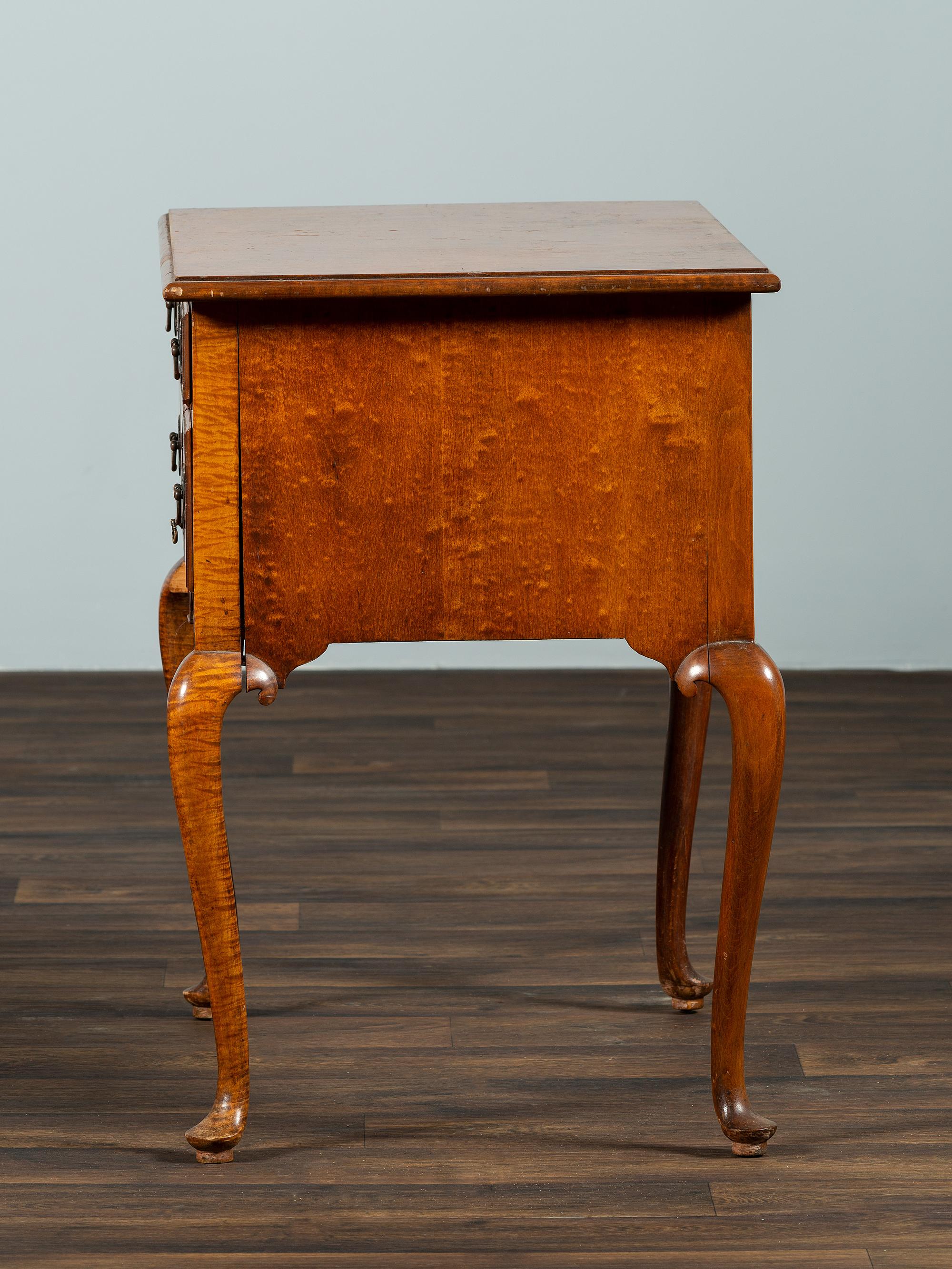 A Queen Anne Style Fan Carved Tiger Maple Dressing Table