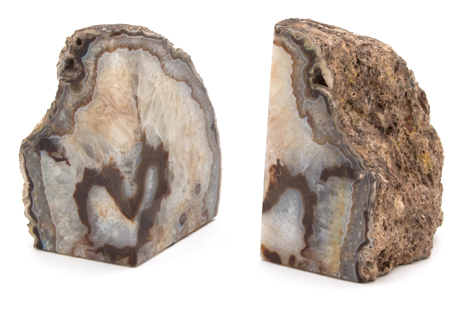 A Pair of Polished Geode Bookends Height 5 inches.