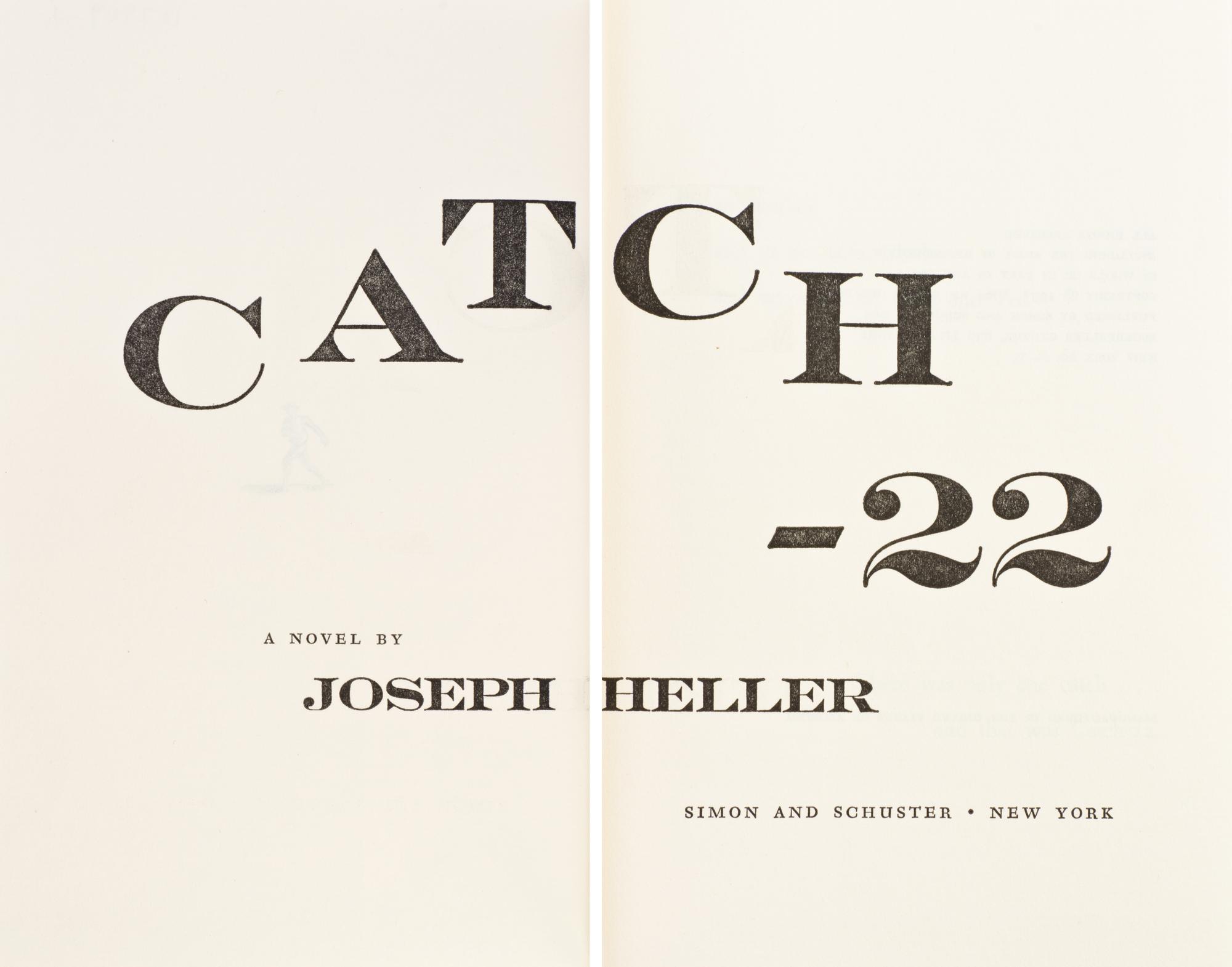 HELLER, JOSEPH. Catch-22. New York, 1961. Book Club edition, signed by Joseph Heller, dust jacket.