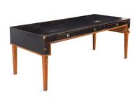 A Modernist Burlwood and Leather-Veneered Desk