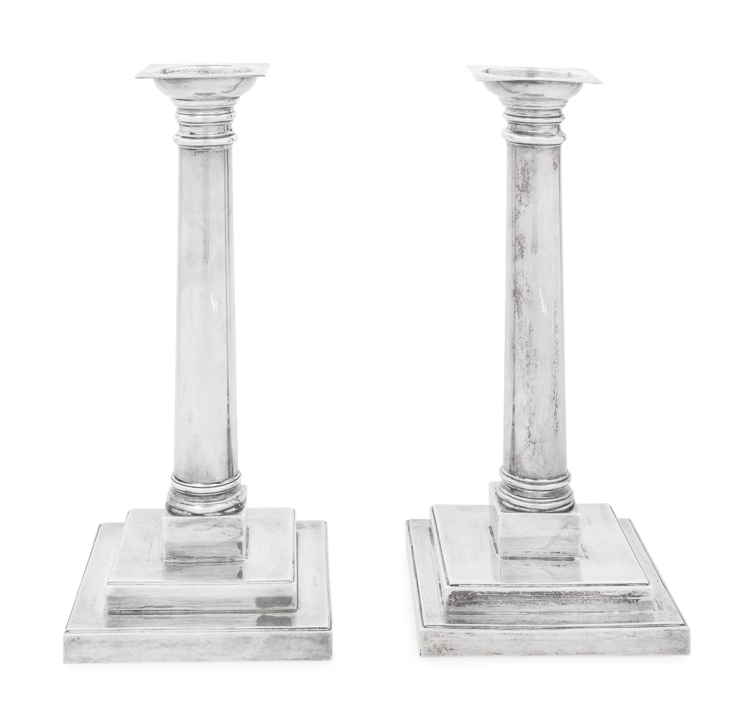 A Pair of Tiffany and Co. Silver Candlesticks