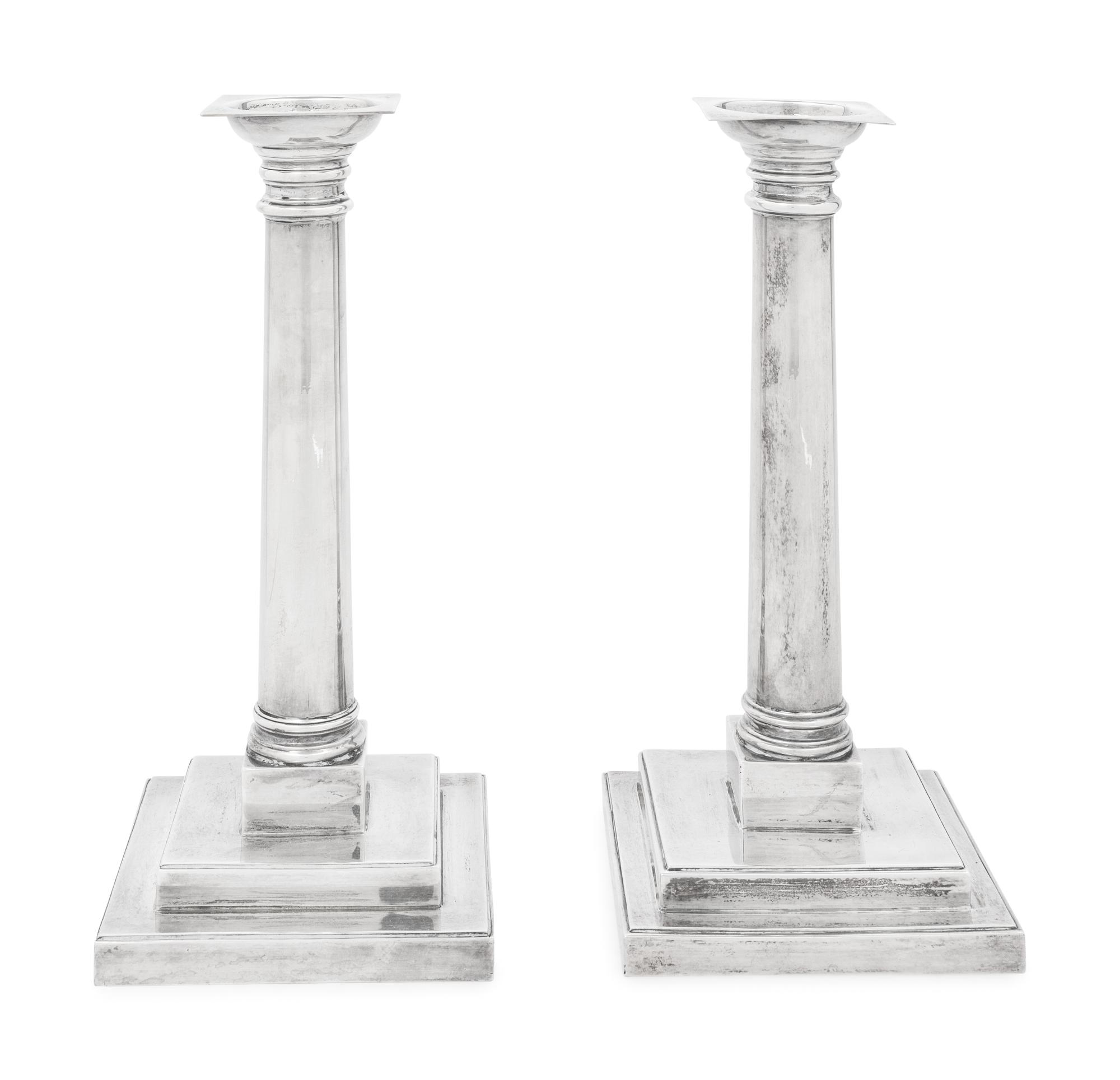 A Pair of Tiffany and Co. Silver Candlesticks