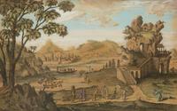 A Set of Five Colored Engravings of Views of China, After Augustin Heckel