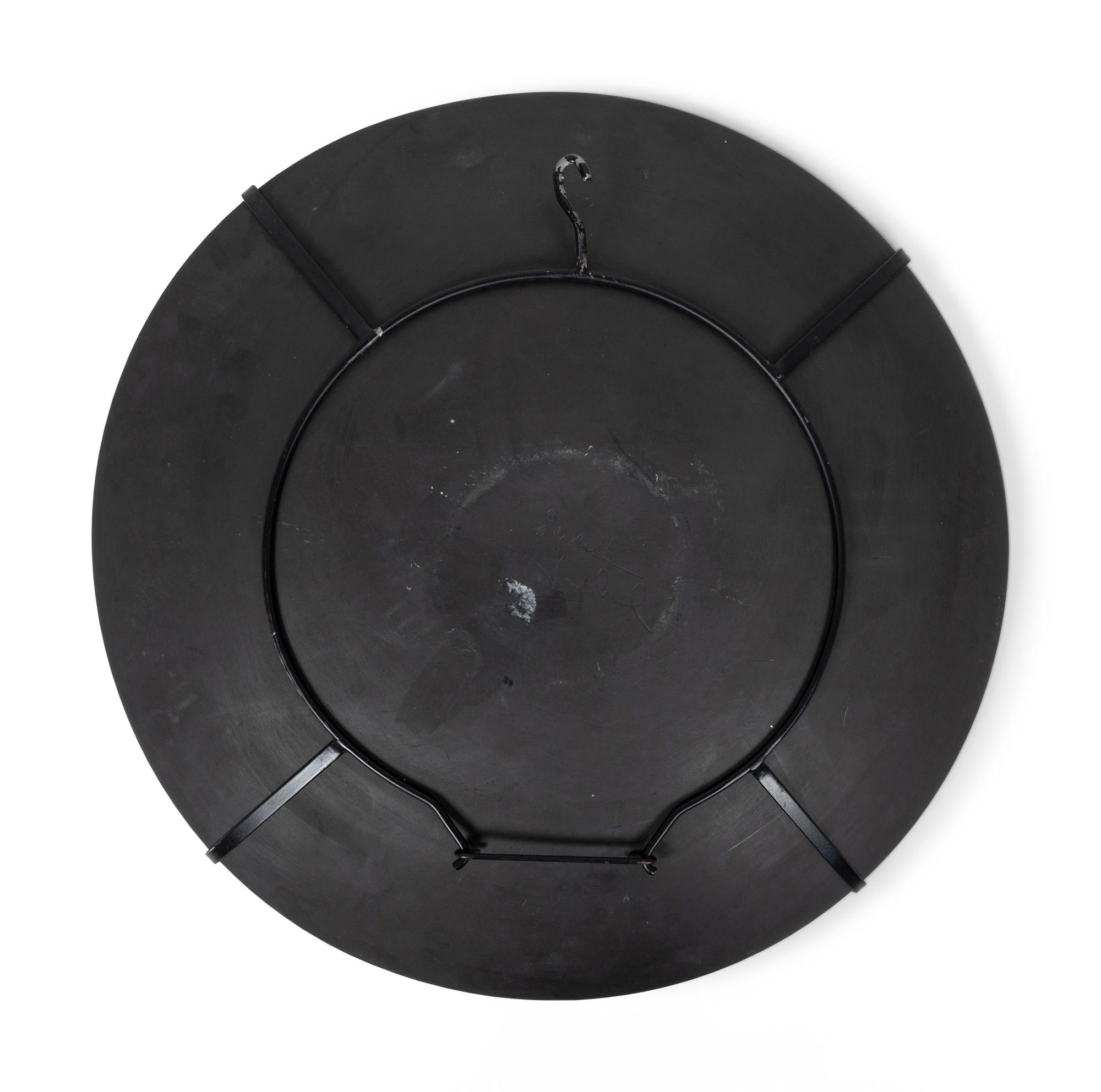 Blackware Pottery Plate, with Bear Paws