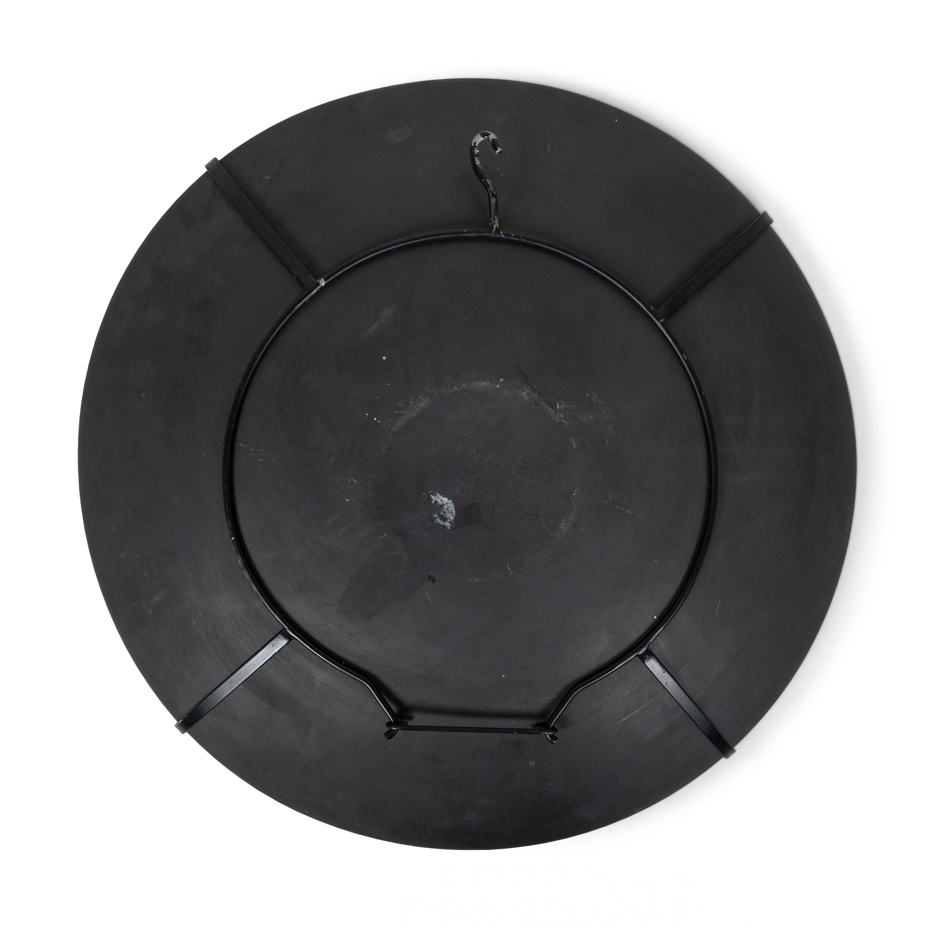 Blackware Pottery Plate, with Bear Paws