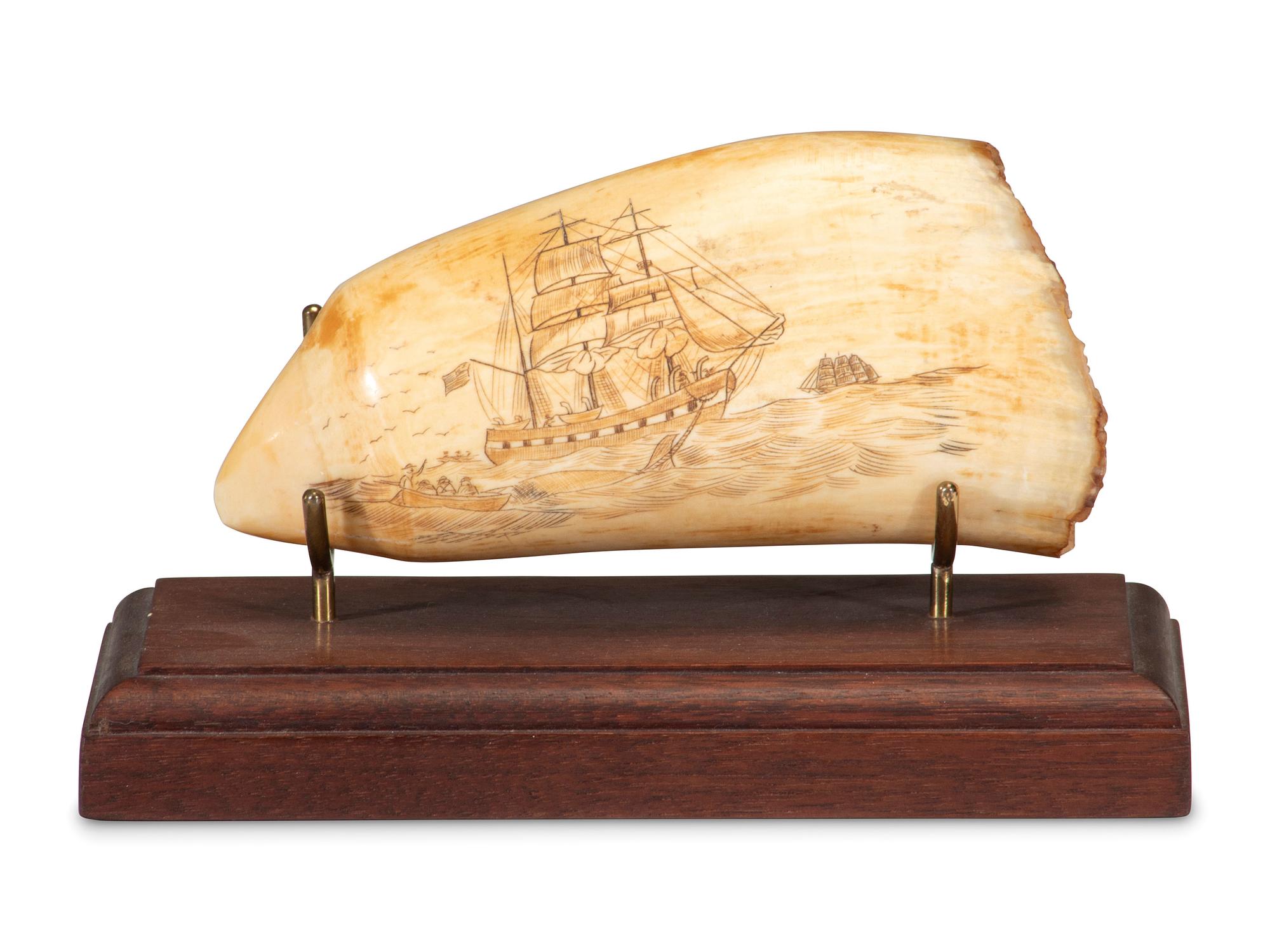 Three Scrimshaw Whale's Teeth