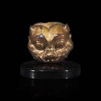 A Chinese gilded bronze feline head fitting 铜鎏金兽首 Warring States/Han dynasty ????
