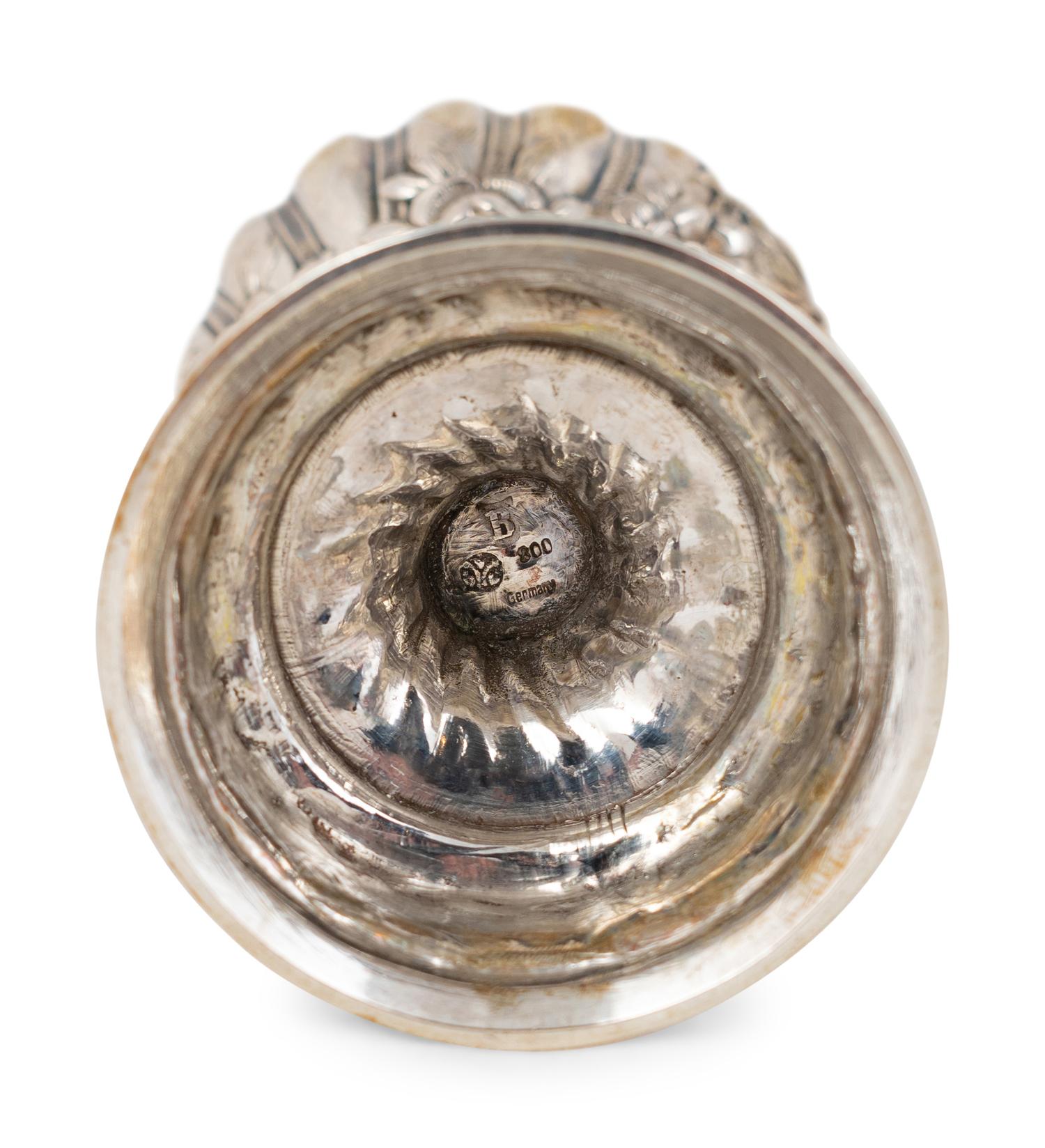 A Pair of German .800 Silver Muffineers — Unkown Maker, Late 19th Century