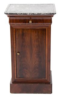 A Louis Philippe Marble Top Mahogany Cabinet Height 29 1/4 x width 16 3/4 x depth 14 1/2 inches. — 19TH CENTURY