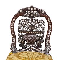 A Pair of Indian Mother-of-Pearl Inlaid Rosewood Chairs