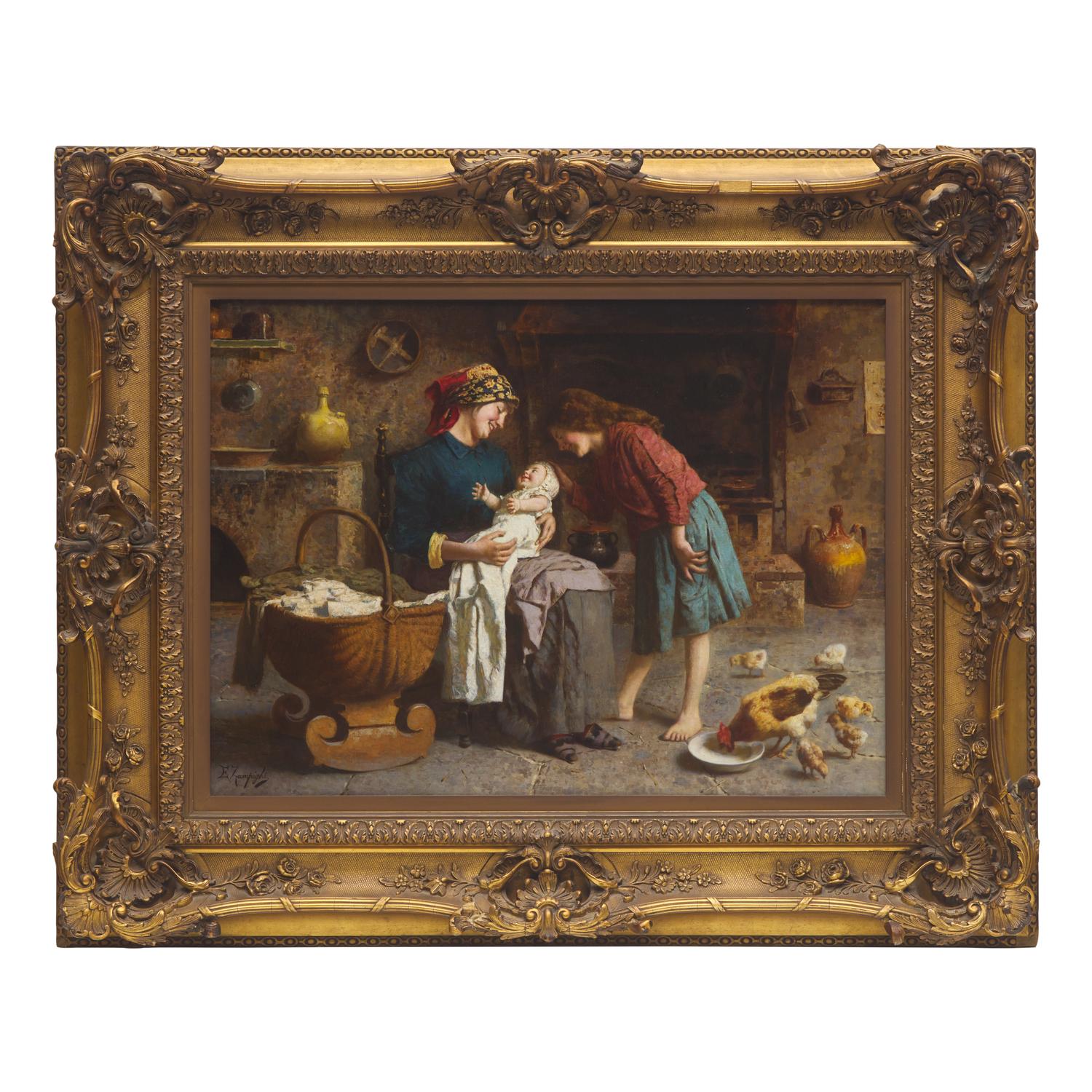 Eugenio Zampighi (Italian, 1859-1944) — Family in Interior