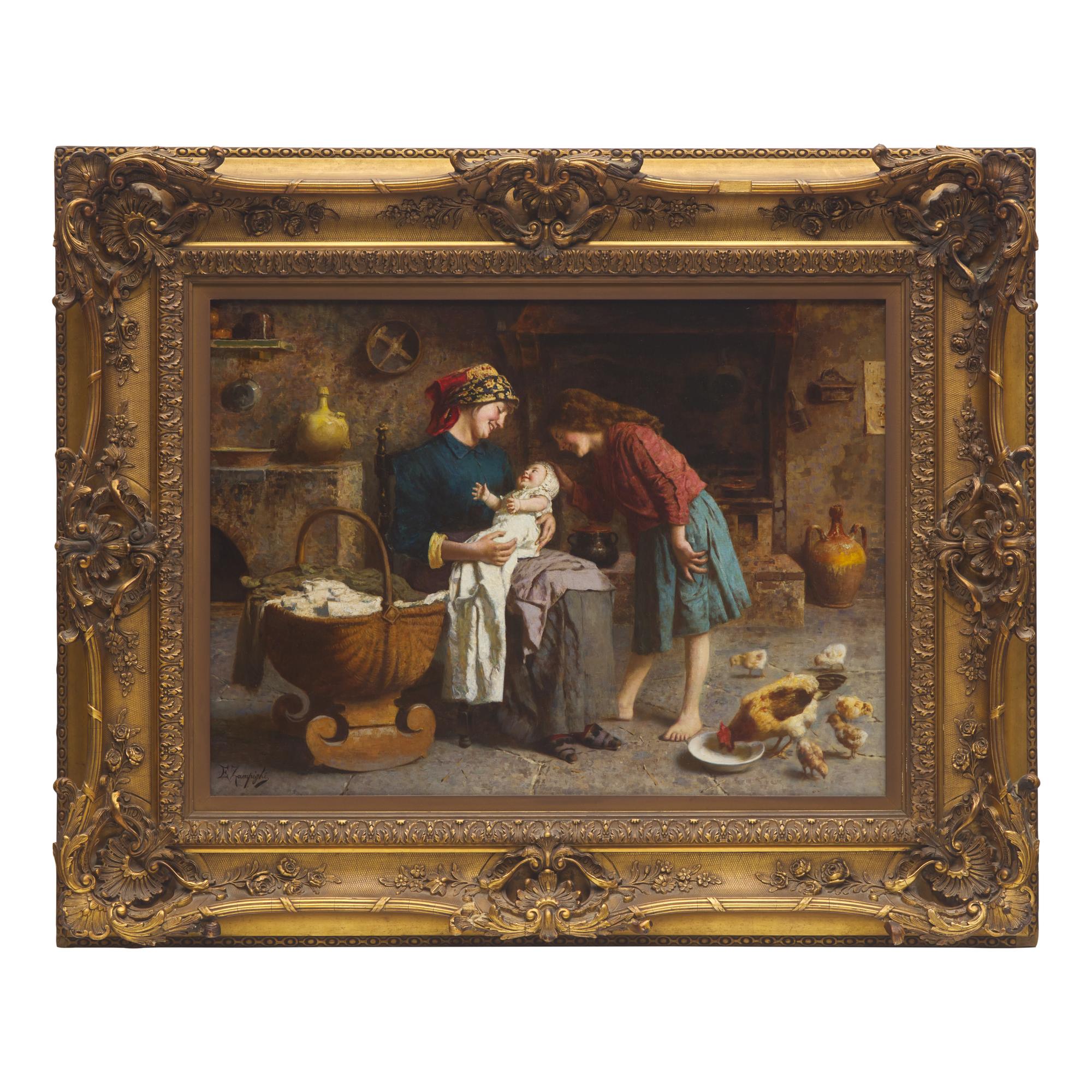 Eugenio Zampighi (Italian, 1859-1944) — Family in Interior