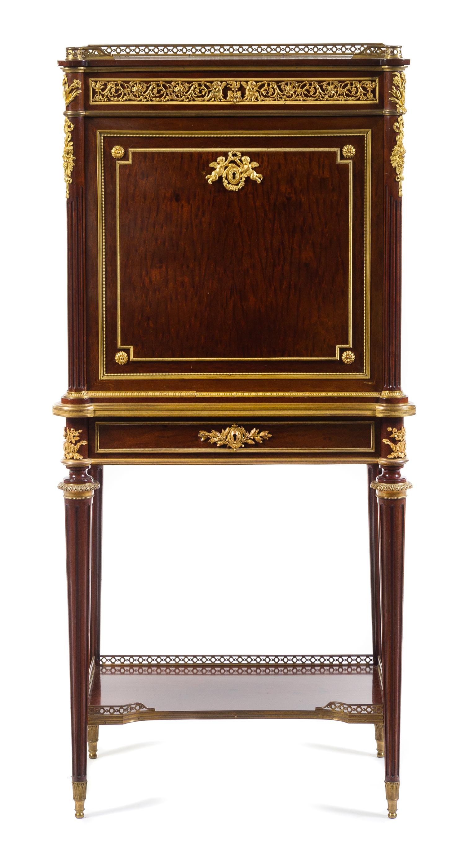 A Louis XVI Style Gilt Bronze Mounted Secretaire a Abattant Height 53 3/8 x width 25 1/8 x depth 15 1/4 inches. — PAUL SORMANI, PARIS, LATE 19TH CENTURY
