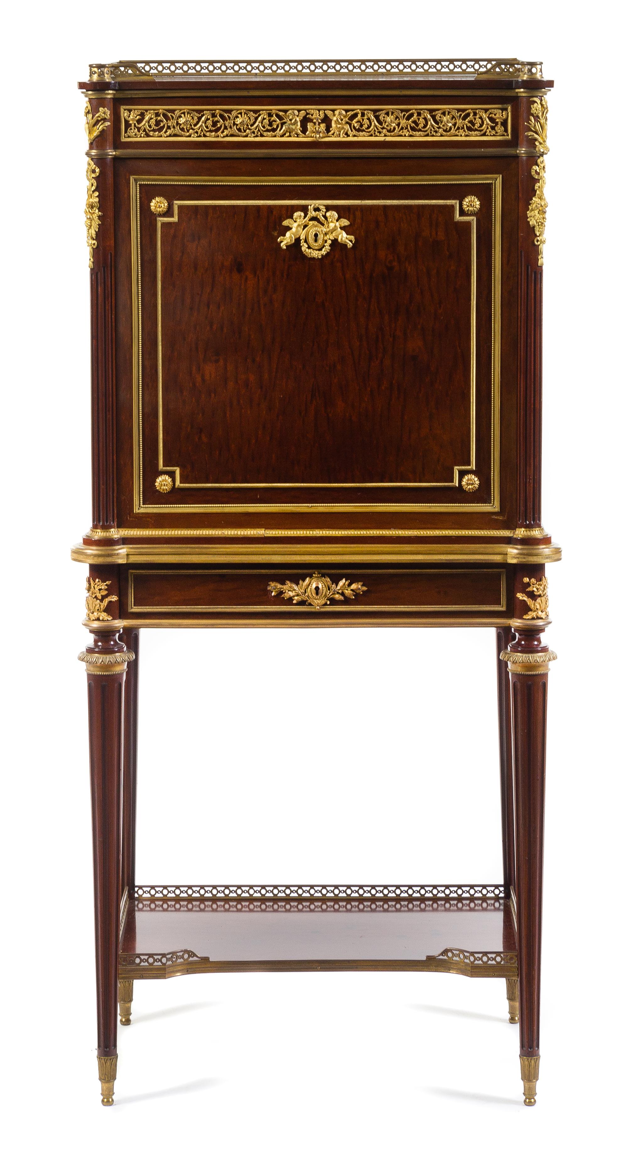 A Louis XVI Style Gilt Bronze Mounted Secretaire a Abattant Height 53 3/8 x width 25 1/8 x depth 15 1/4 inches. — PAUL SORMANI, PARIS, LATE 19TH CENTURY