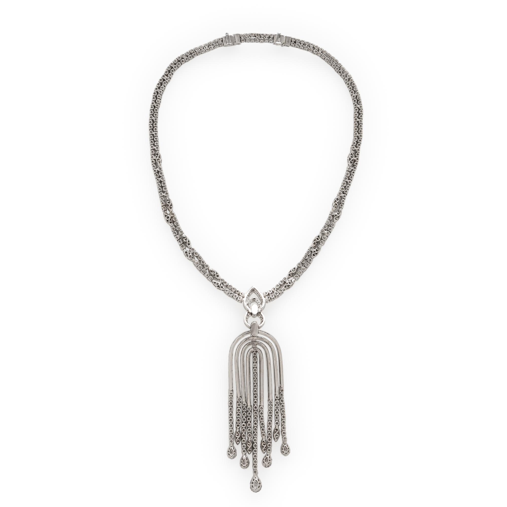 Salavetti, Diamond and Pink Sapphire Fringe Necklace