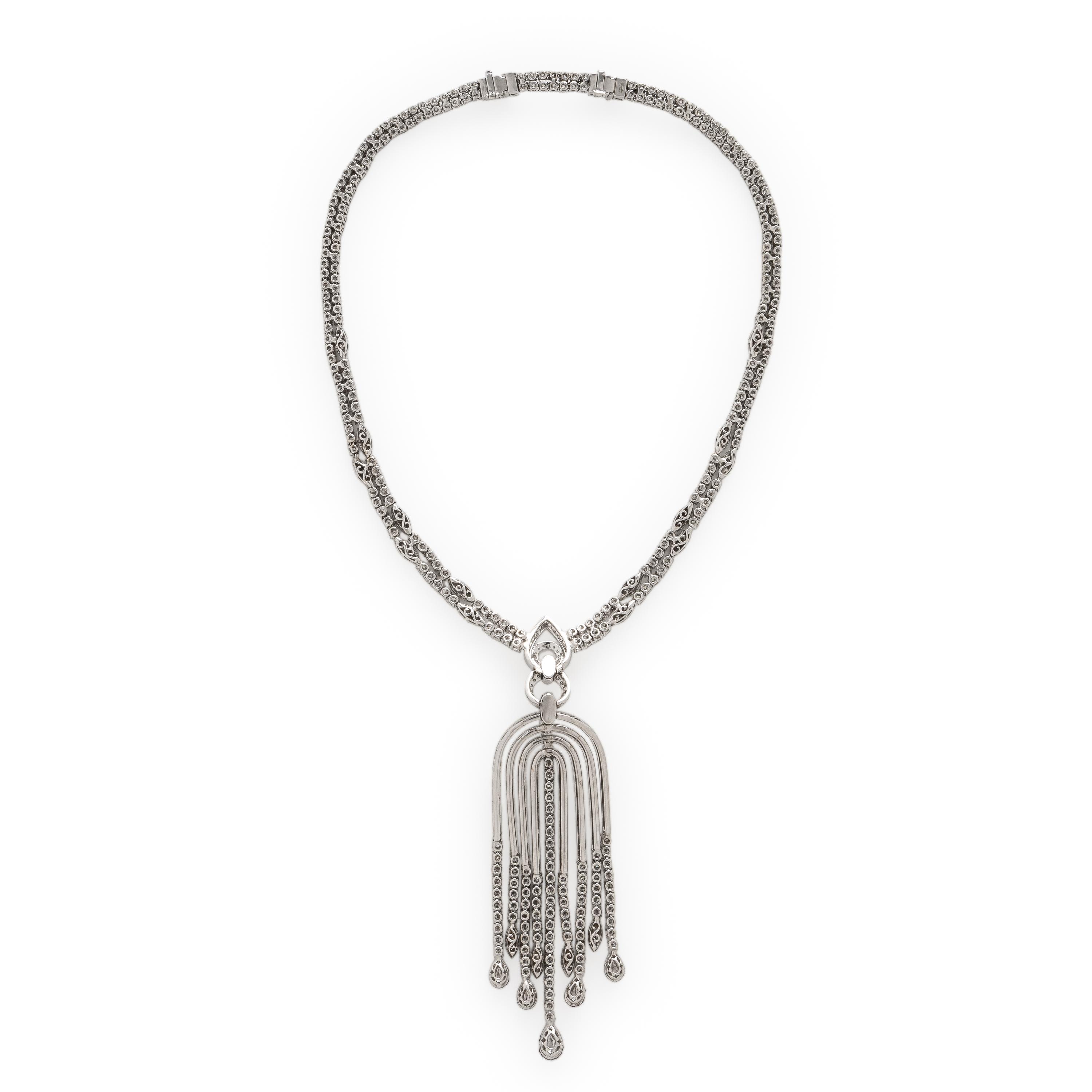 Salavetti, Diamond and Pink Sapphire Fringe Necklace
