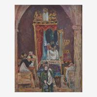 Ilya Schor (American, 1904-1961) Synagogue Interior