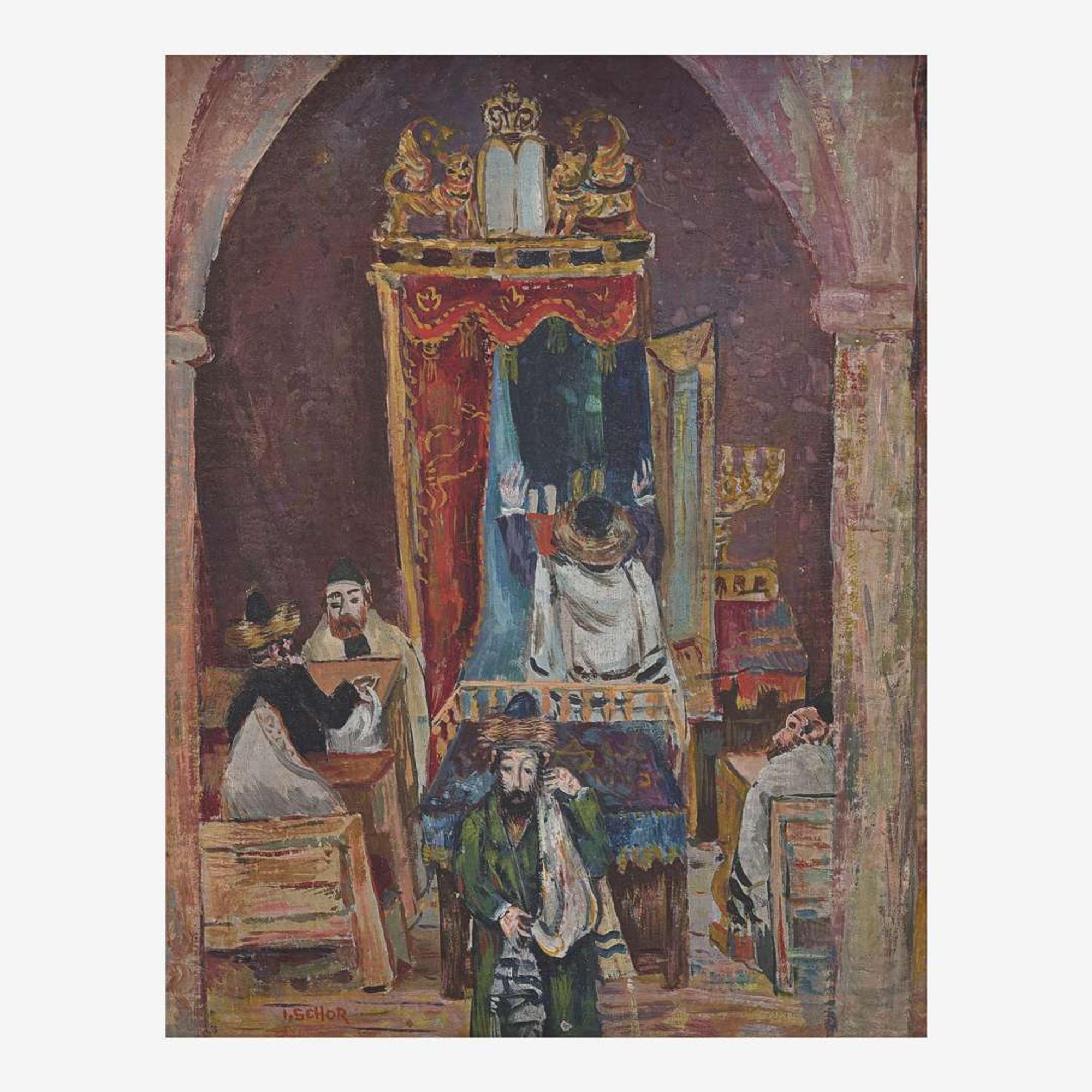 Ilya Schor (American, 1904-1961) Synagogue Interior