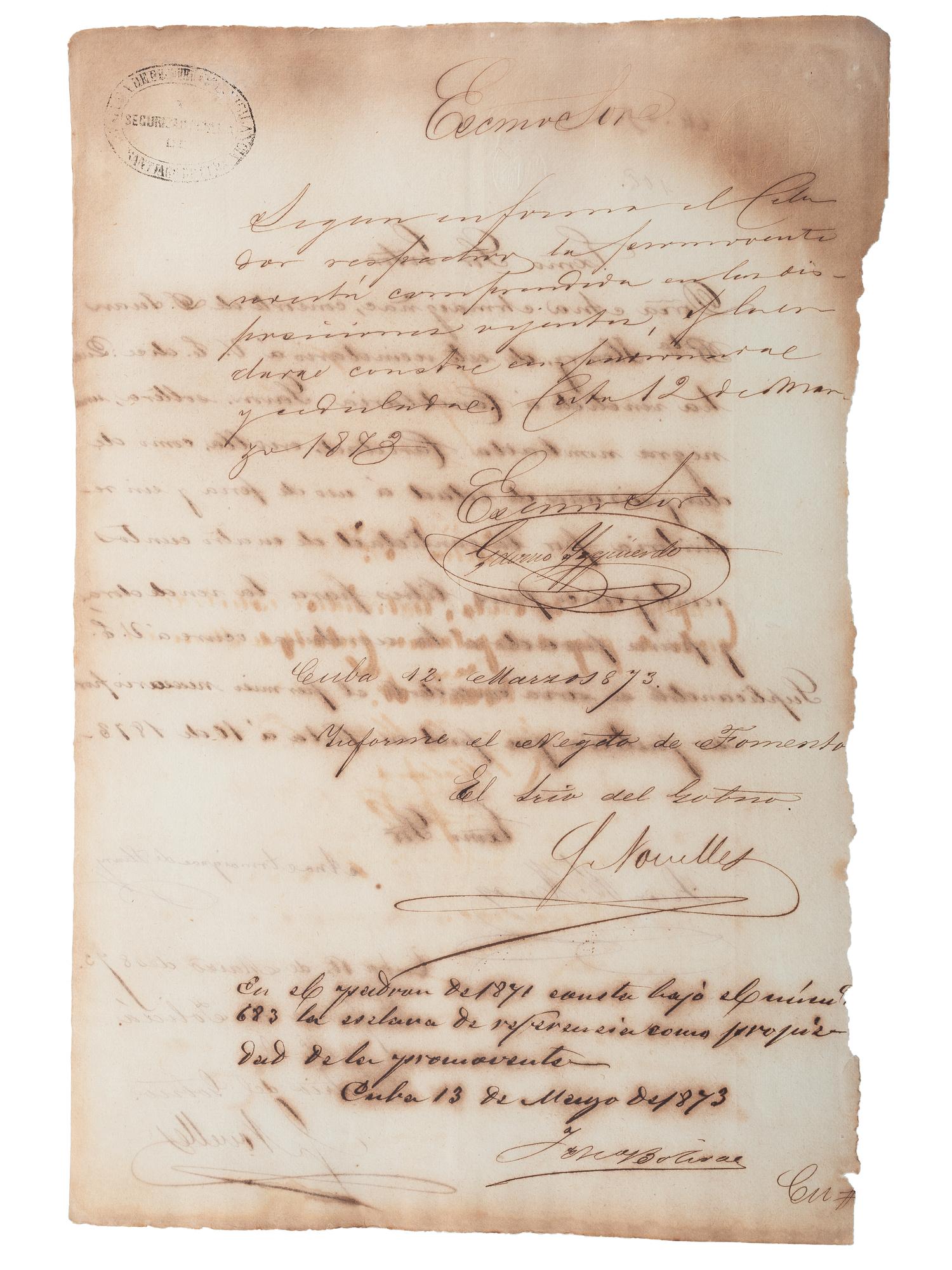 [SLAVERY & ABOLITION - CUBA]. A group of 11 manumission and sale documents for enslaved persons in Cuba.