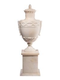 A Pair of Italian Alabaster Urns and Covers