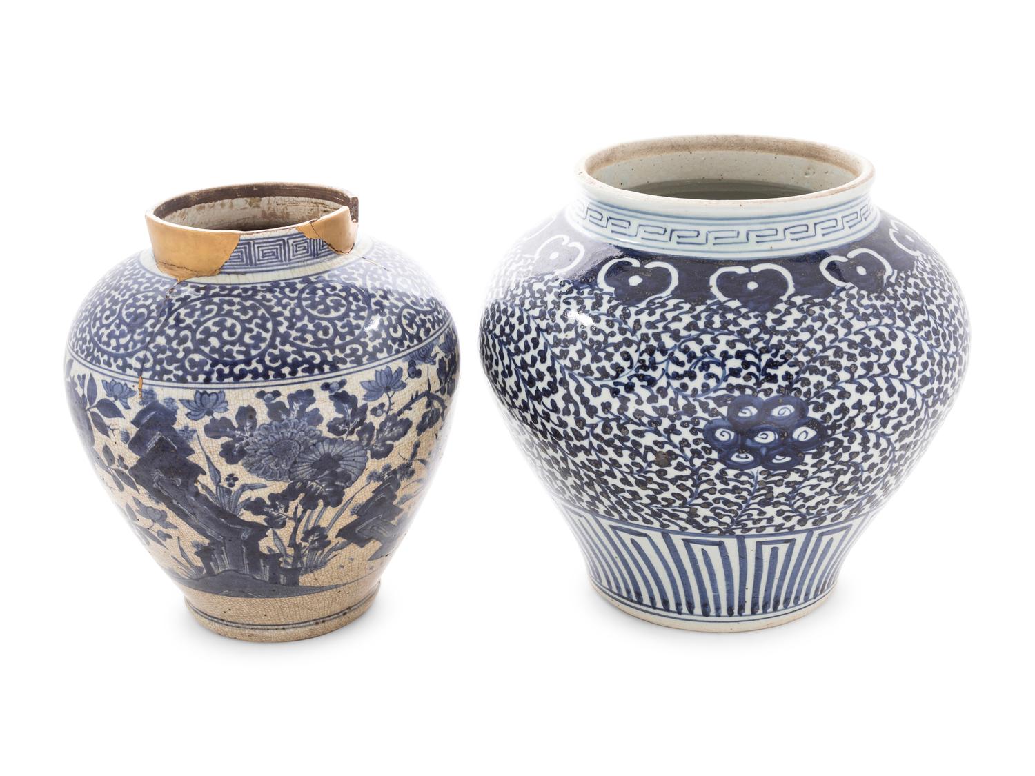 Two Chinese Blue and White Porcelain Jars